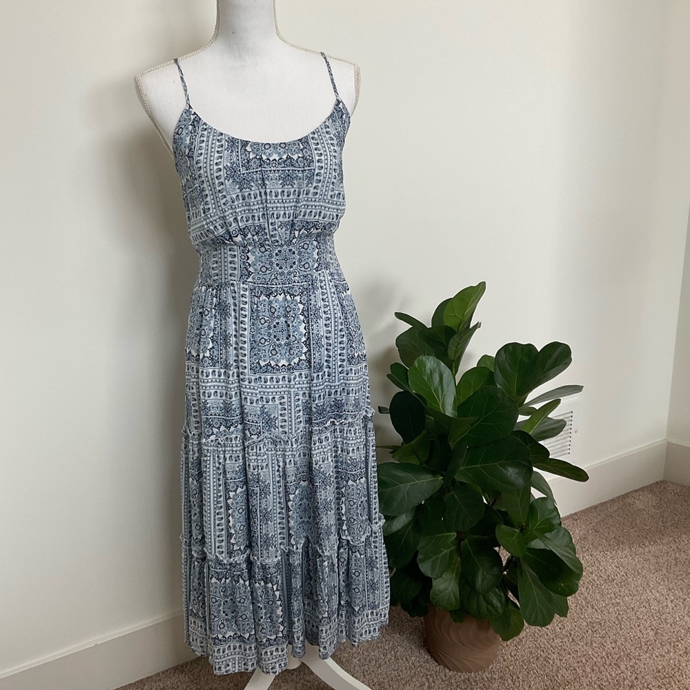Daisy Blue and White Patterned Maxi Dress